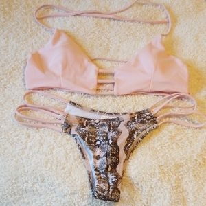 Snakeskin Pattern Thong Bikini